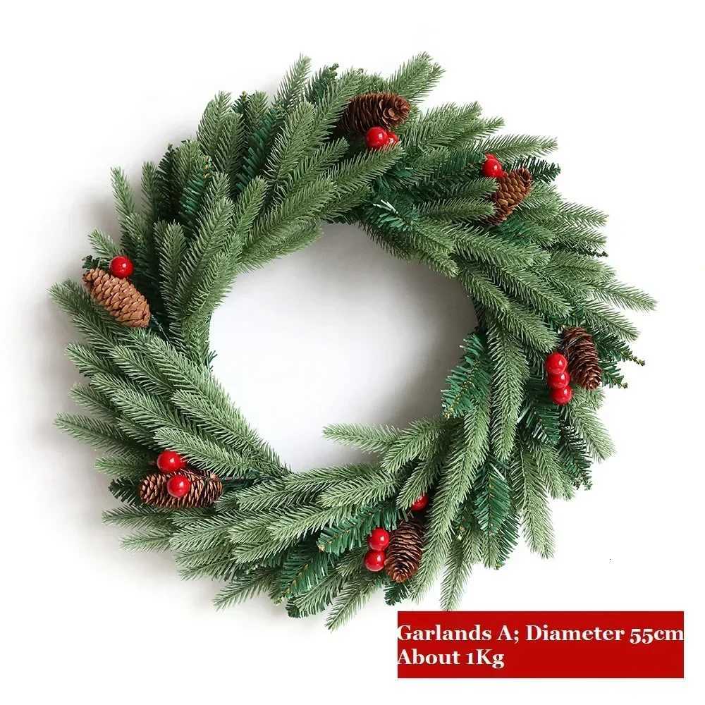 JFLEGAL Round Christmas Wreath PE Flocking Wreath Christmas Door Decoration Pendant Diameter 55/60cm Garlands Home DecorM251115