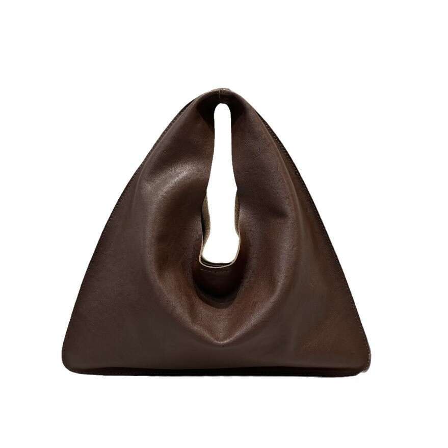 Mm Women's Bags New Vegetable Tanned Cowhide Triangle Genuine Leather Cloud Handbag, Armpit Single Shoulder Crossbody Bag, Women's Bag