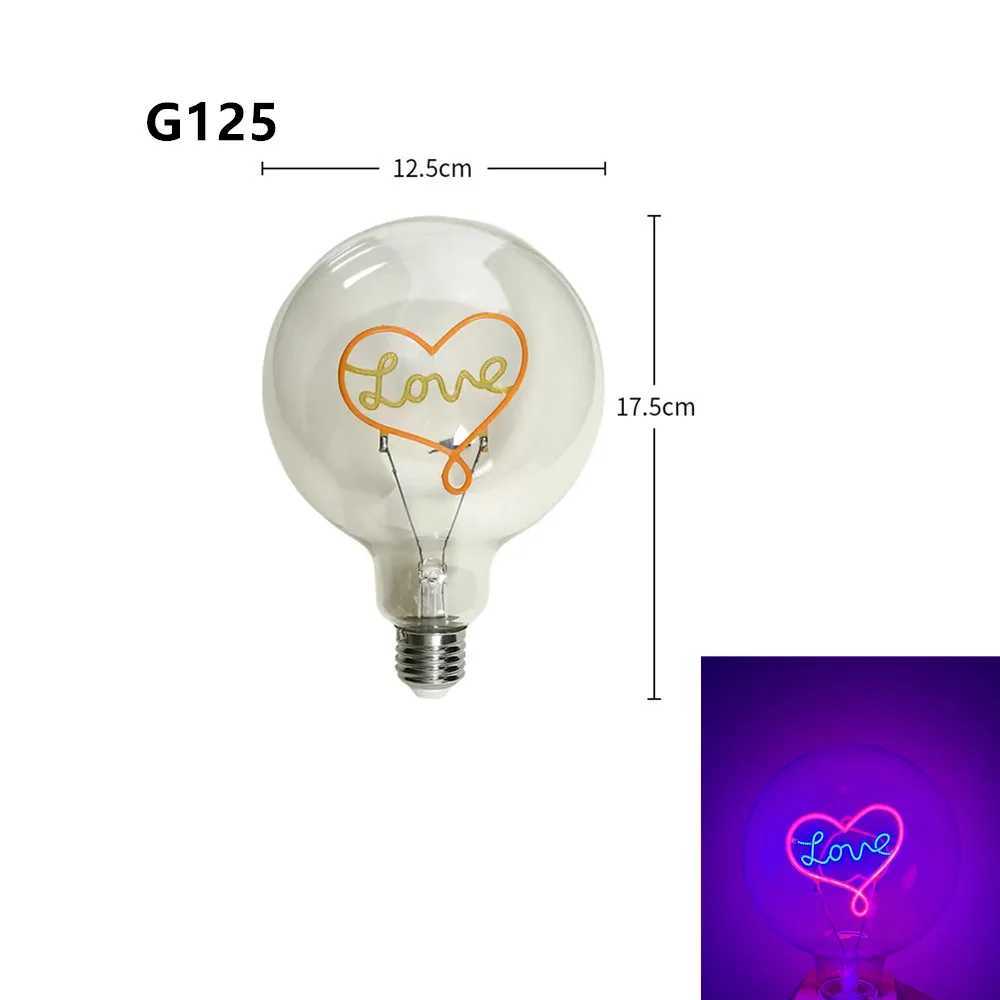 LED Golden G95 G125 LOVE RED Pink 2300K E27 220V 4W 8W Dimmable Filament Bulb Retro Vintage Decorative Lighting Edison Lamp C251115