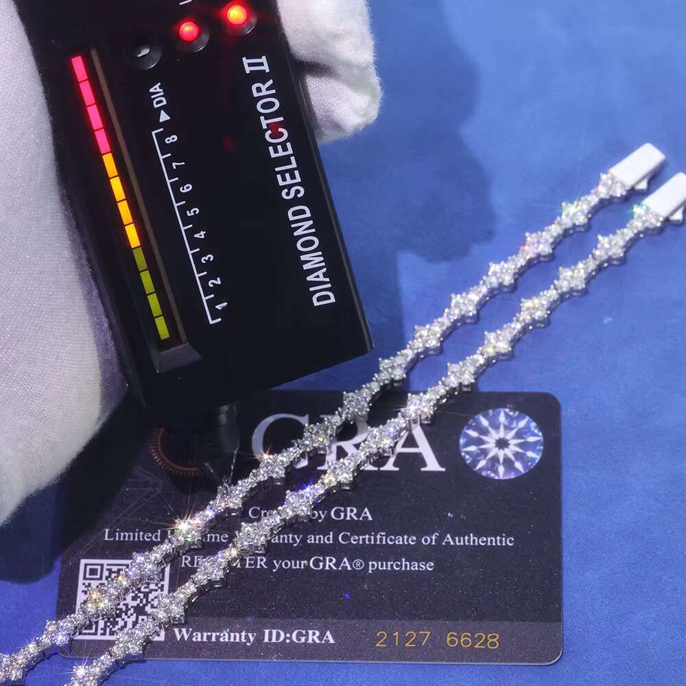 NUOYA Hiphop Jewelry Pure Sier Silica Women's Necklace Iced VVS wer shaped Tennis Chain