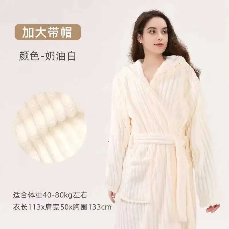 European Thick Warm Hooded Womens Bathrobe New Flannel Coral Fleece Sleepwear Robe Hot Winter Womens Kimono Loose Home Wear C251115