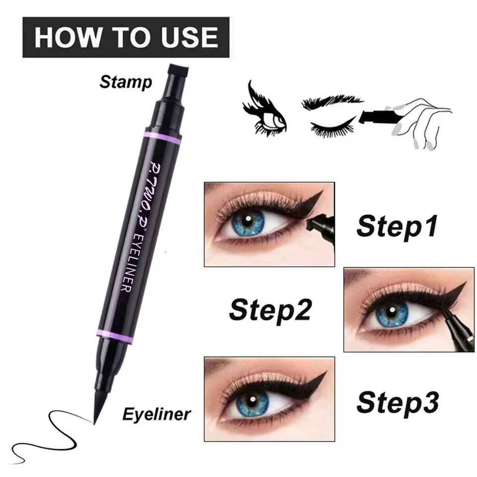 P.TWO.P Stamp Eyeliner Pencil 1 Pcs Double-ended Waterproof Quick Drying Long-Lasting Liquid Eyeliner Makeup Eyes Cosmetics Tool 250414