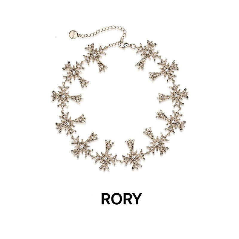 RORY collar collarbone chain Baroque style explosive flashing cross choker metal short neck strap