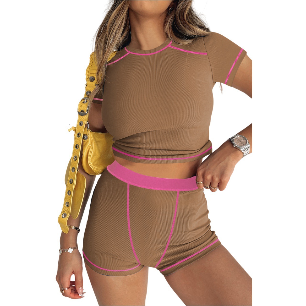 Womens Tracksuits Two Pieces Ser 2025 New Fashion And Casual Thread Contrast Sportwear 3 Colors