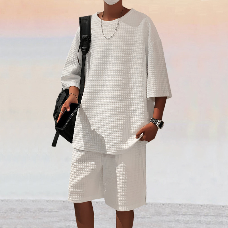 2025 Small Square Sports and Leisure Men's Summer Oversize Loose Short sleeved Shorts Set