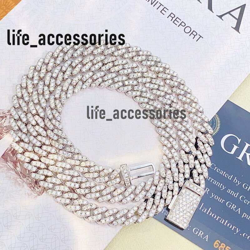 6mm 18-24inch 925 Sterling Silver VVS Moissanite Cuban Chain Necklace 7/8inch Bracelet For Women/Men Nice Gift