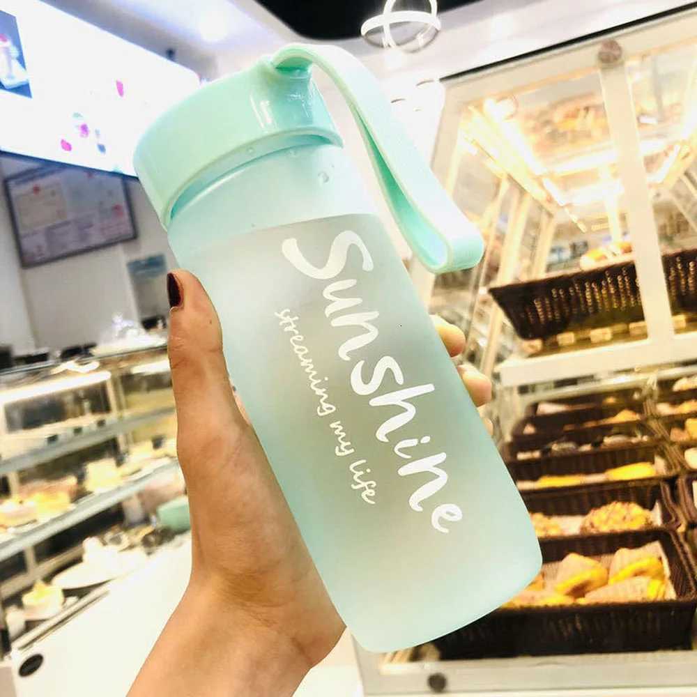 600ml Plastic Transparent Matte Water Cup Outdoor Sports Cold Juice Water Cup Creative Frosted Water Bottle Drinkware CoupleW251114