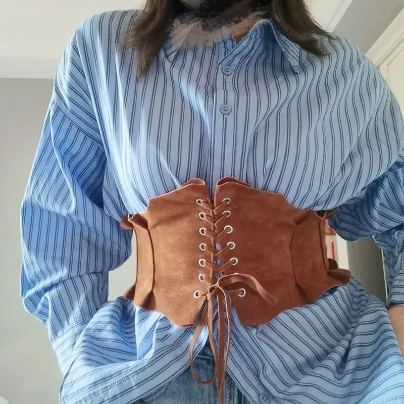 Boho Suede Pu Leather Corset Belt For Women Wrap Around Obi Style Cinch Waistband Black Cummerbund Brown Western Cowboy Belt 251114CJ