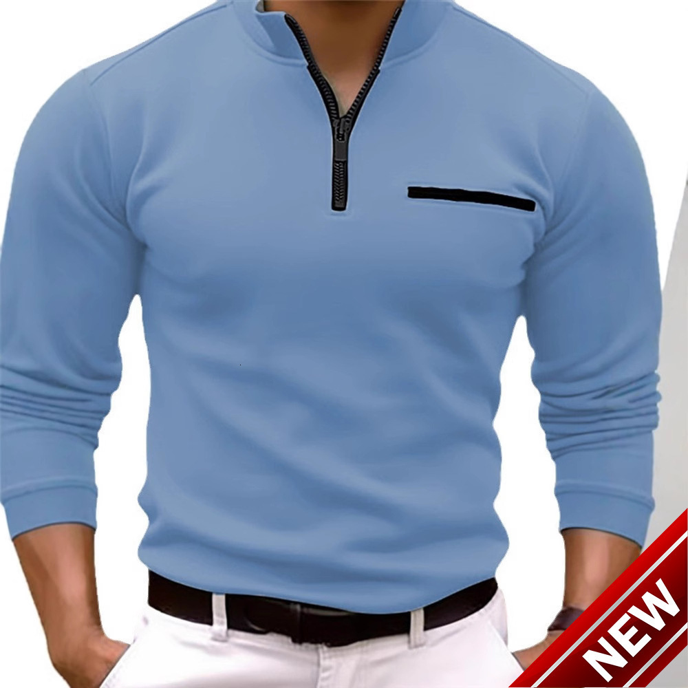 2025 mens spring and autumn mens long sleeved polo shirt with arm zipper creative sports polo shirt