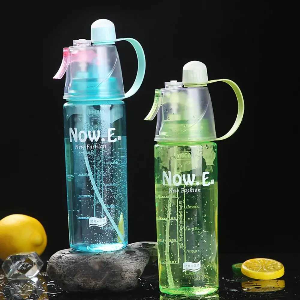 Creative With Straw Water Bottle Spray Drinkware Drink Spray Cup Leak Proof Plastic Spray Water Bottle Outdoor SportsW251114