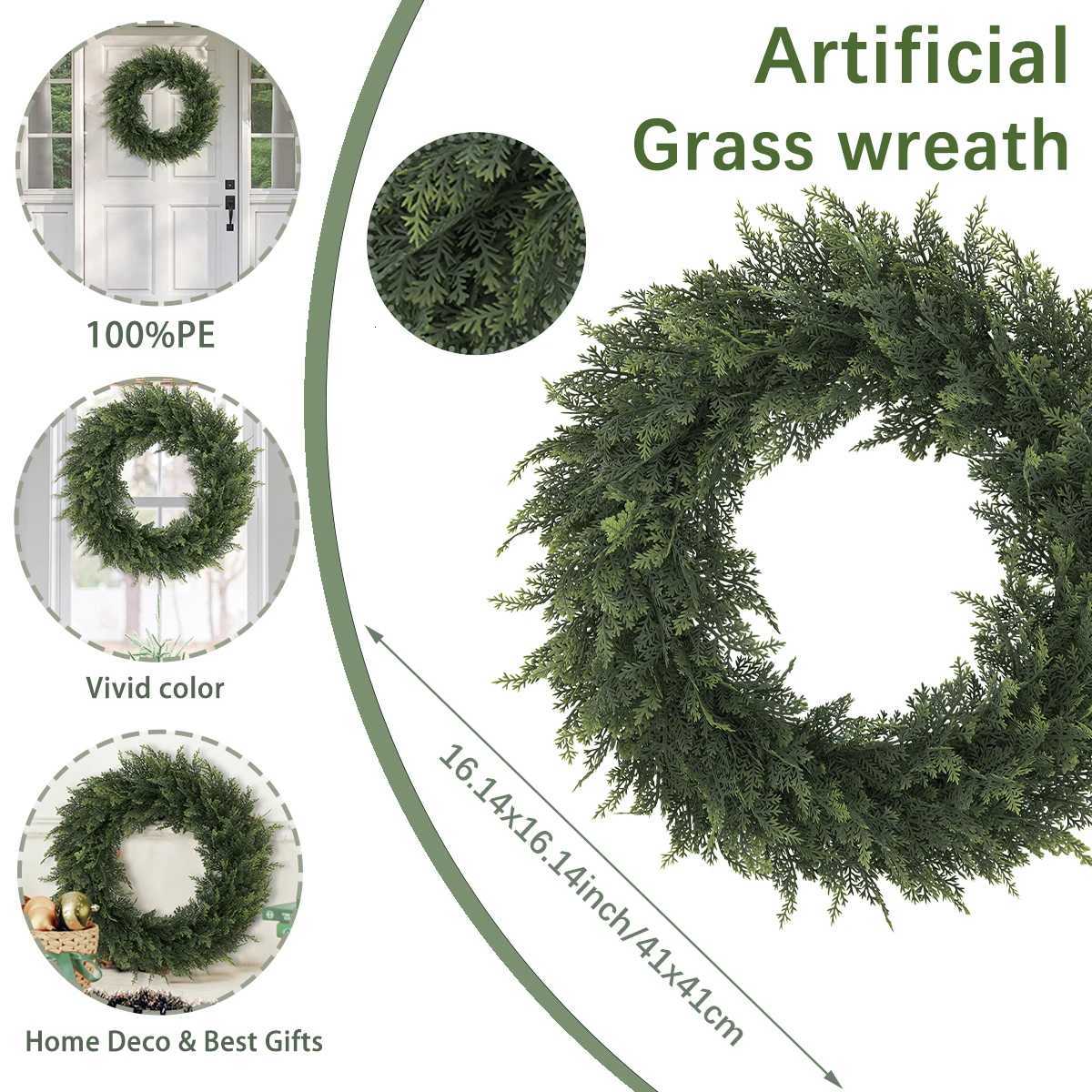 SIA FLOWER Cedar Artificial Flower Ring PE Material Cedar Grass Ring Artificial Plants Garden Decor Home DecorM251115