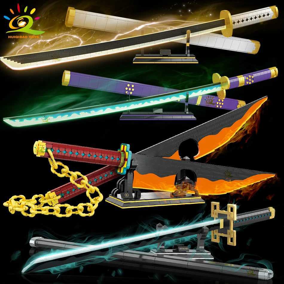 HUIQIBAO Samurai Sword Building Block Ninja Blade Katana Japanese Anime Butterfly Nichirin Knife Brick Childrens Toy Adult M250415
