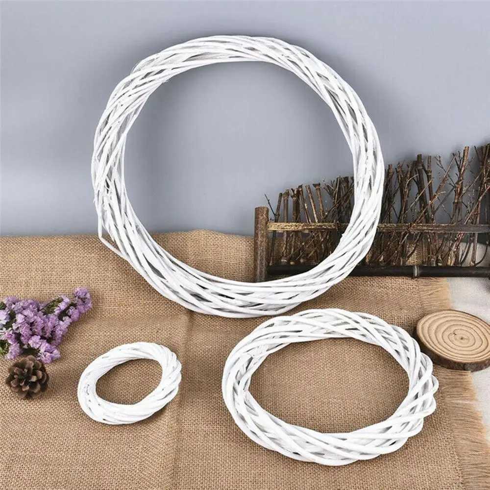 10-30CM Christmas Rattan Ring White Wreath Garland Hanging Vine Ring DIY Craft Xmas Ornaments Xmas Party DecorationsM251115