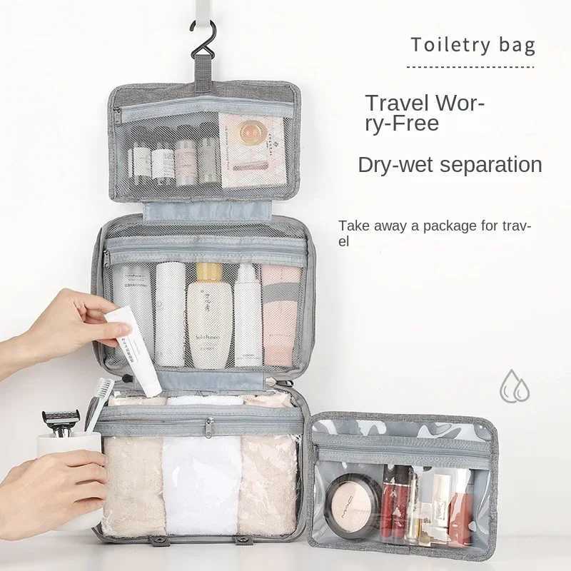 Travel waterproof folding wet dry separation toilet bag cosmetic storage bag large capacity cosmetic bagXJ250415