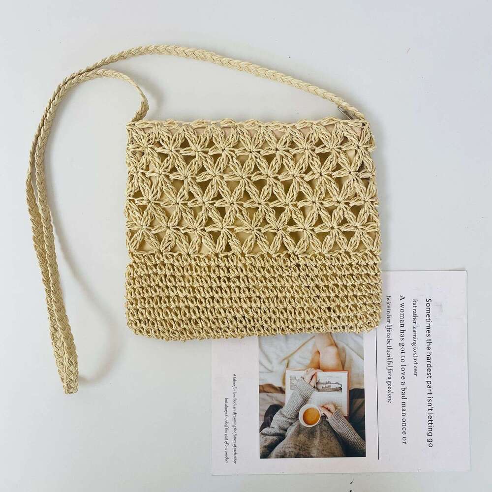 Handmade Beach Bag New Minimalist Artistic Women's Small Square Bag, Seaside Vacation Fashion Forest Style Leisure Single Shoulder Crossbody Hand