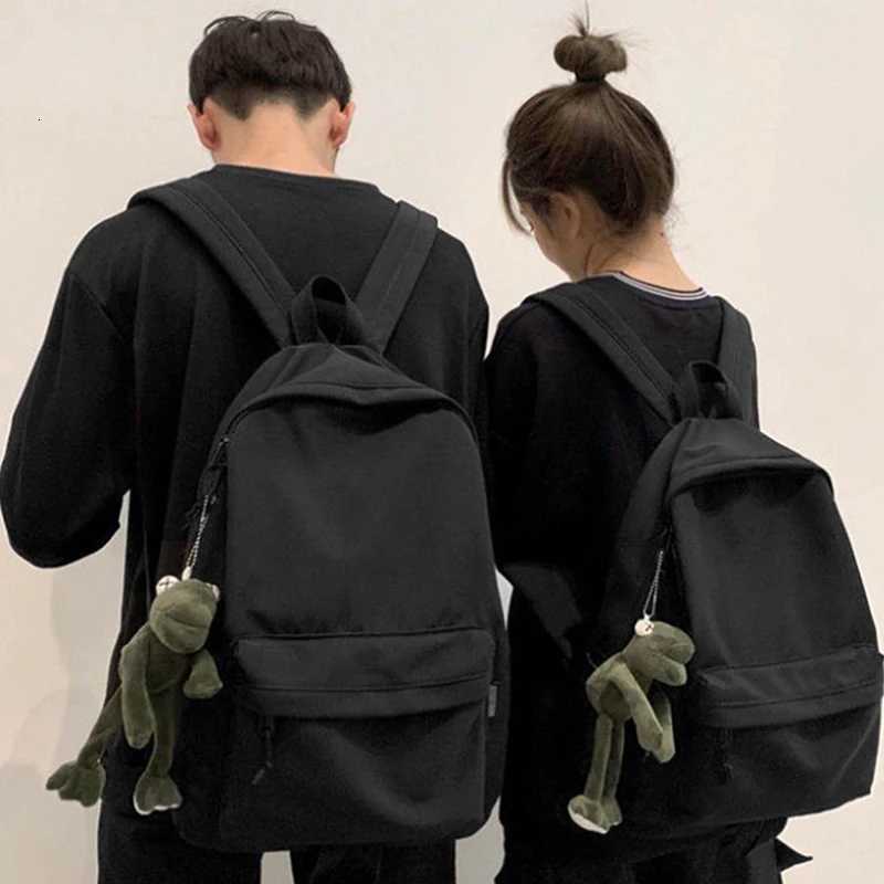 Korean Fashion Solid Backpack Student Schoolbag Women Men Large Capacity Travel Bag Fashion BackpackW251114