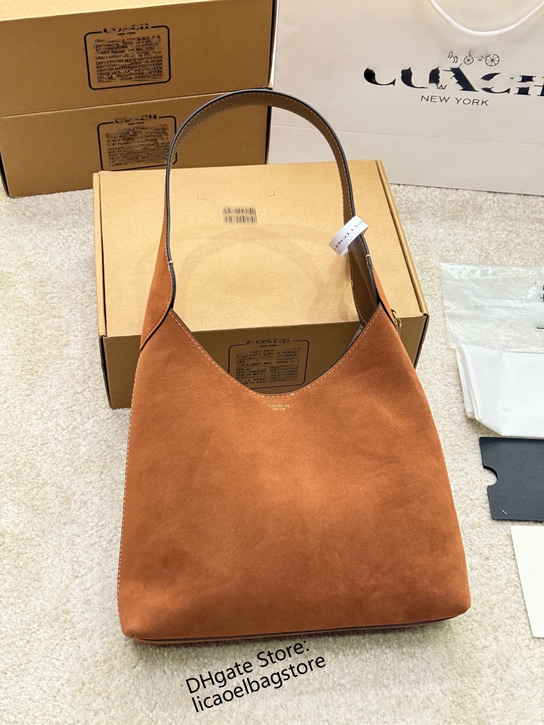 High-quality official version Designer bag Luxury Commuting tote bag Soft Suede Leather Brooklynn Shoulder Bag 28/23 for Women High-Capacity Lady's Underarm bag