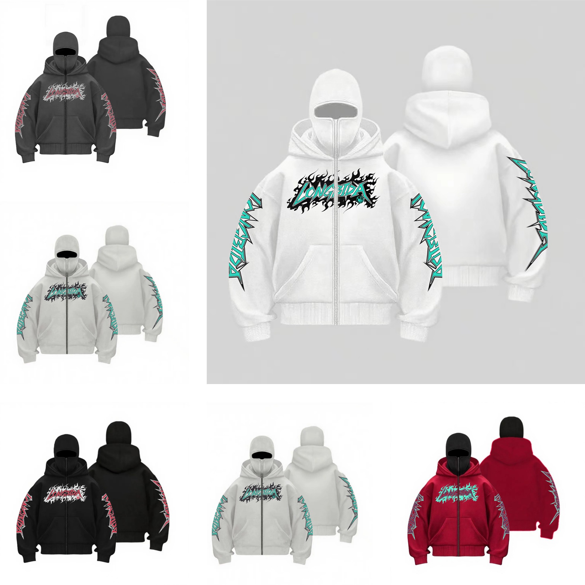 Men's Hoodies Men And Women Thicken Balaclava Gothic Harajuku Winter Item Double Hooded Sweatshirt Mask Zipper Sportswear European Size