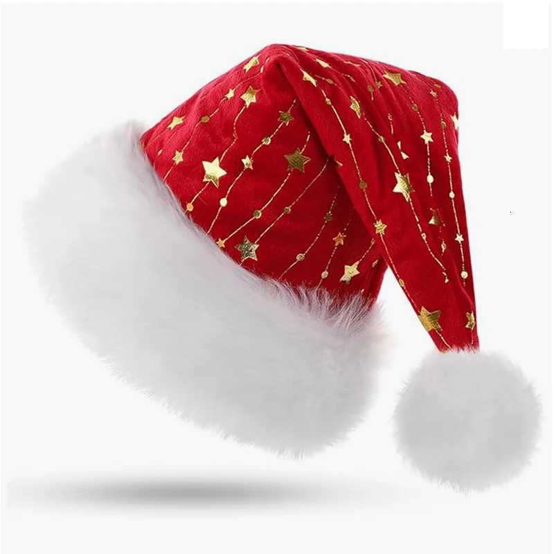 Christmas decoration hat hot pressed gold wool hat plush Christmas hat non-woven fabric hat Christmas decoration hanging Y251115