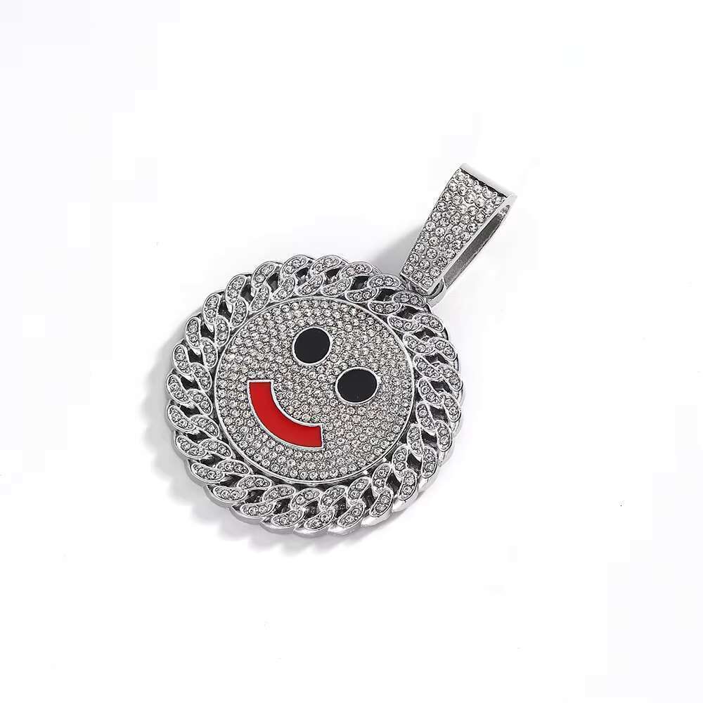 DHcollection Men's Hip Hop Alloy Tennis Chain Necklace and Full Bg CZ Smile Pendant Choker