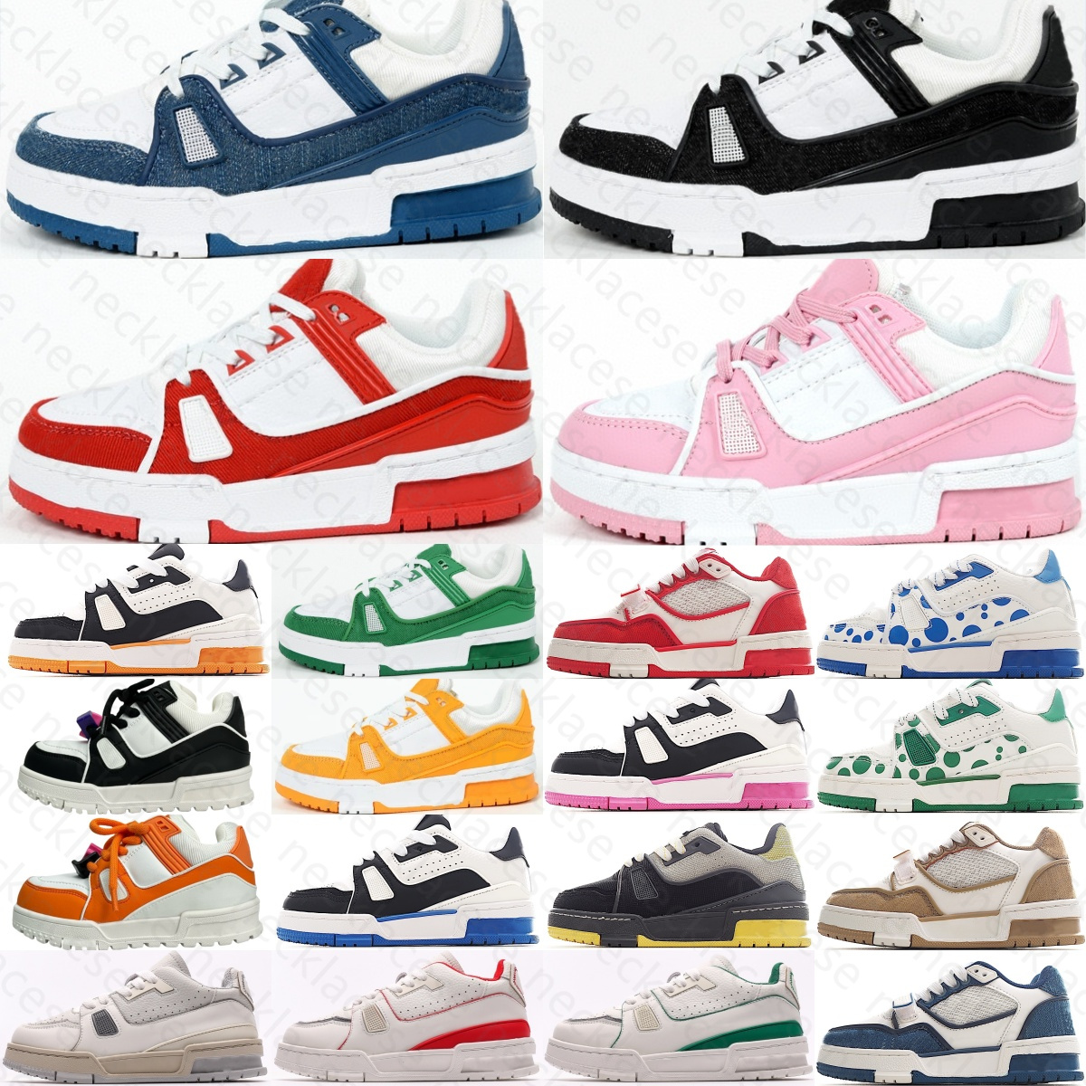 Kids Shoes Casual Boys Girls Trainers Sport Low Sneakers Toddlers Virgil Leather Maxi Black Luxury Brand Children Youth Yellow White Strap Red Blue Navy Denim Pink