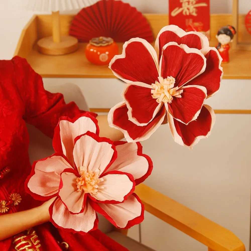 3Pcs 20/25/30cm Crepe Paper Flower Light Weight Multi Purpose Wrinkles Paper Flower Stereoscopic Flower Decor Party Supplies M251115