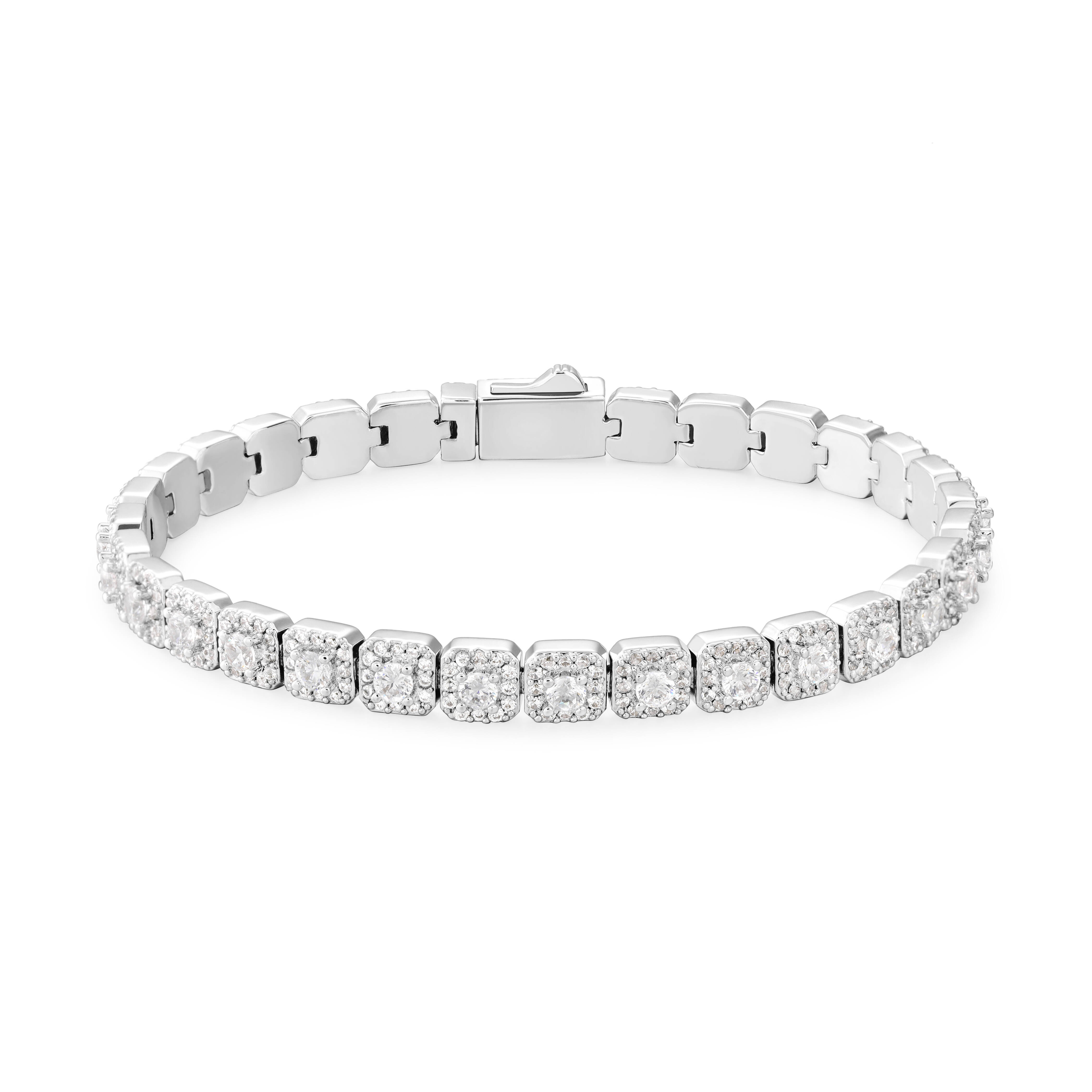Fashion 6MM 925 Silver Hip Hop Tennis Bracelet Exquisite VVS D Moissanite Square Cluster Tennis Bracelet for Women Men