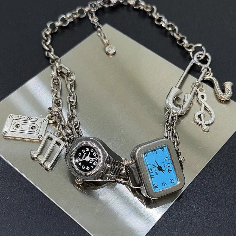 Original watch kettle clip necklace sweet and cool retro chain exquisite necklace necklace 250409