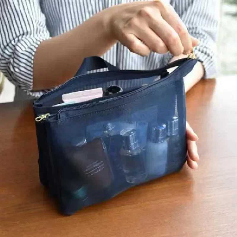 Large capacity cosmetic bag skin care product lipstick toilet makeup organizer case study grid 3-layer travel wing storage bagXJ250415