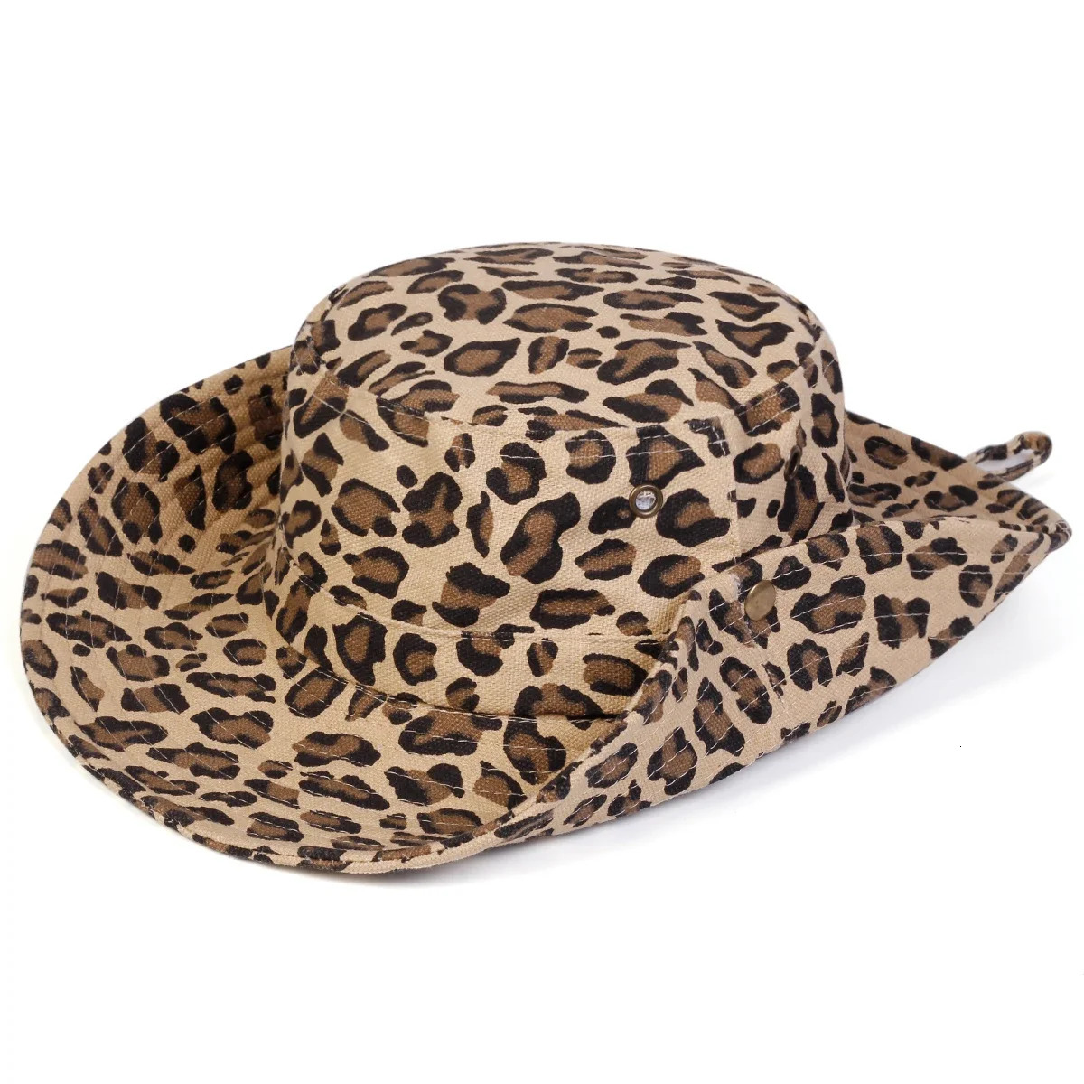 Mens leopard print conical bucket hat fishermans hat outdoor casual hat mens sun protection hat adventure hat 250409