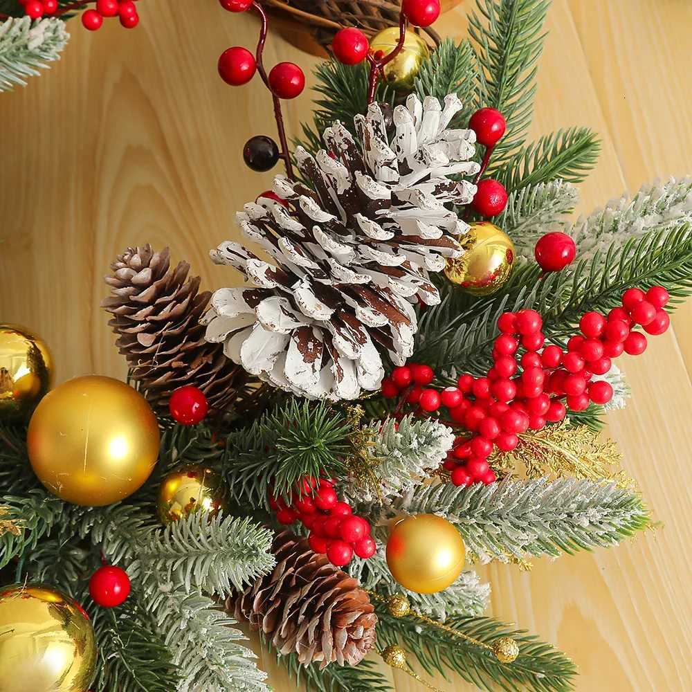 Christmas Decoration with Red Fruit Pine Garland Home Wall Decoration with BellHanging Decoration in Front of The DoorM251115