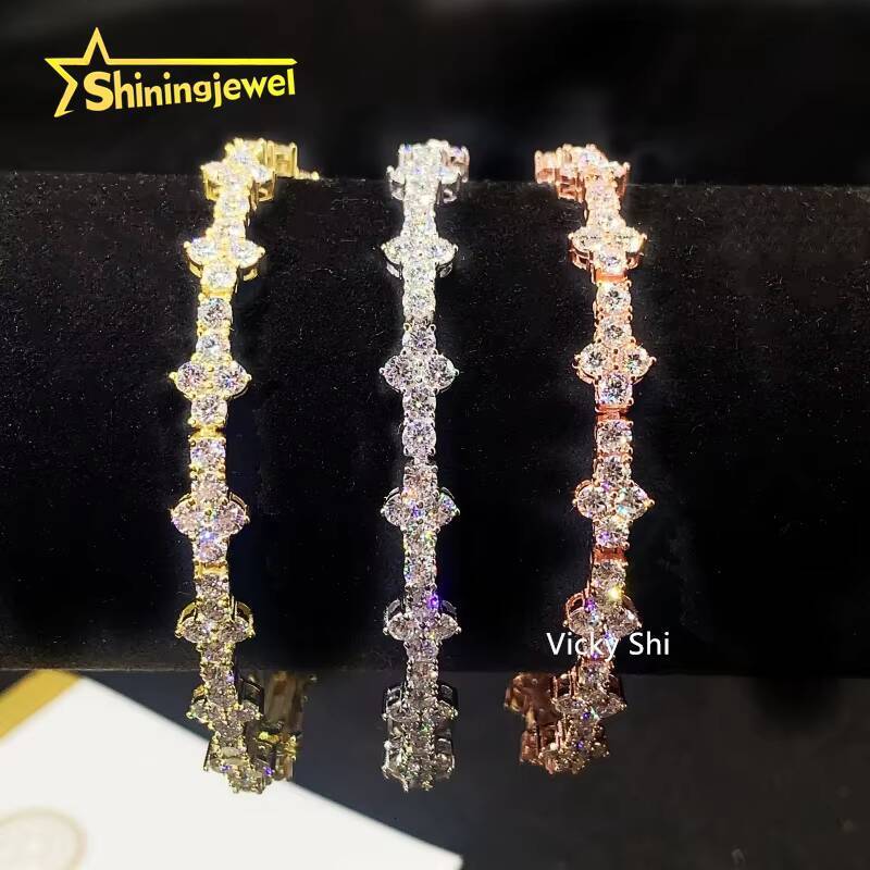 Hot Selling 925 Silver 3mm VVS Moissanite Cross Tennis Bracelet Fine Jewelry Iced Out Men Women Moissanite Bracelet