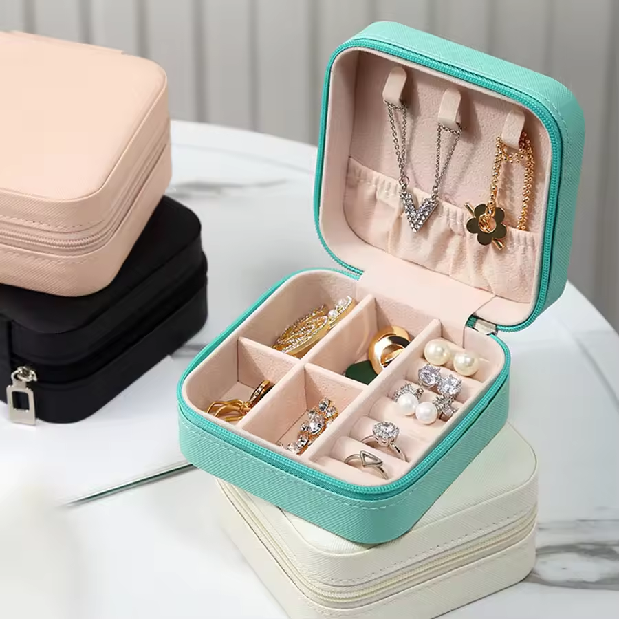 Travel Jewelry Box with mirror Organizer Small Handheld Jewelry Bag Mini Portable Boxes WLL2565