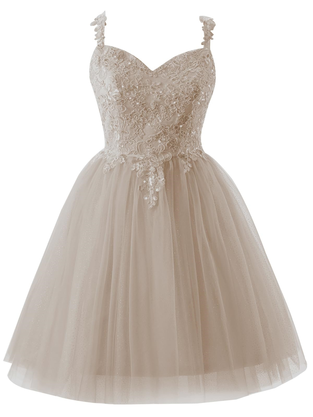 Short Homecoming Dresses Appliques Sequins Sweetheart Spaghetti Lace-up A-Line Tulle Plus Size Formal Occasion Cocktail Prom Party Graudation Gowns HD