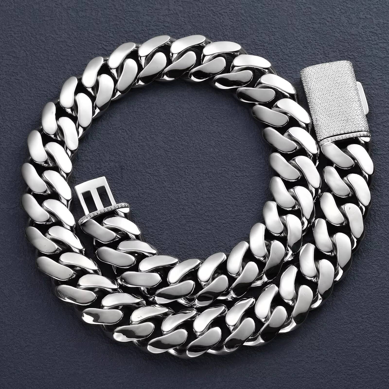 High Quality 10mm-22mm 925 Sterling Silver VVS Moissanite Diamond Miami Hip Hop Jewelry Choker Necklace for Men