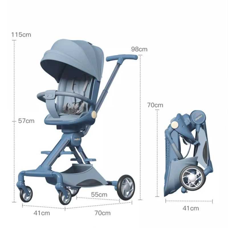 Childrens lightweight folding stroller with aluminum alloy frame 360 universal front wheel bi-directional swing seat newborn stroller X250415