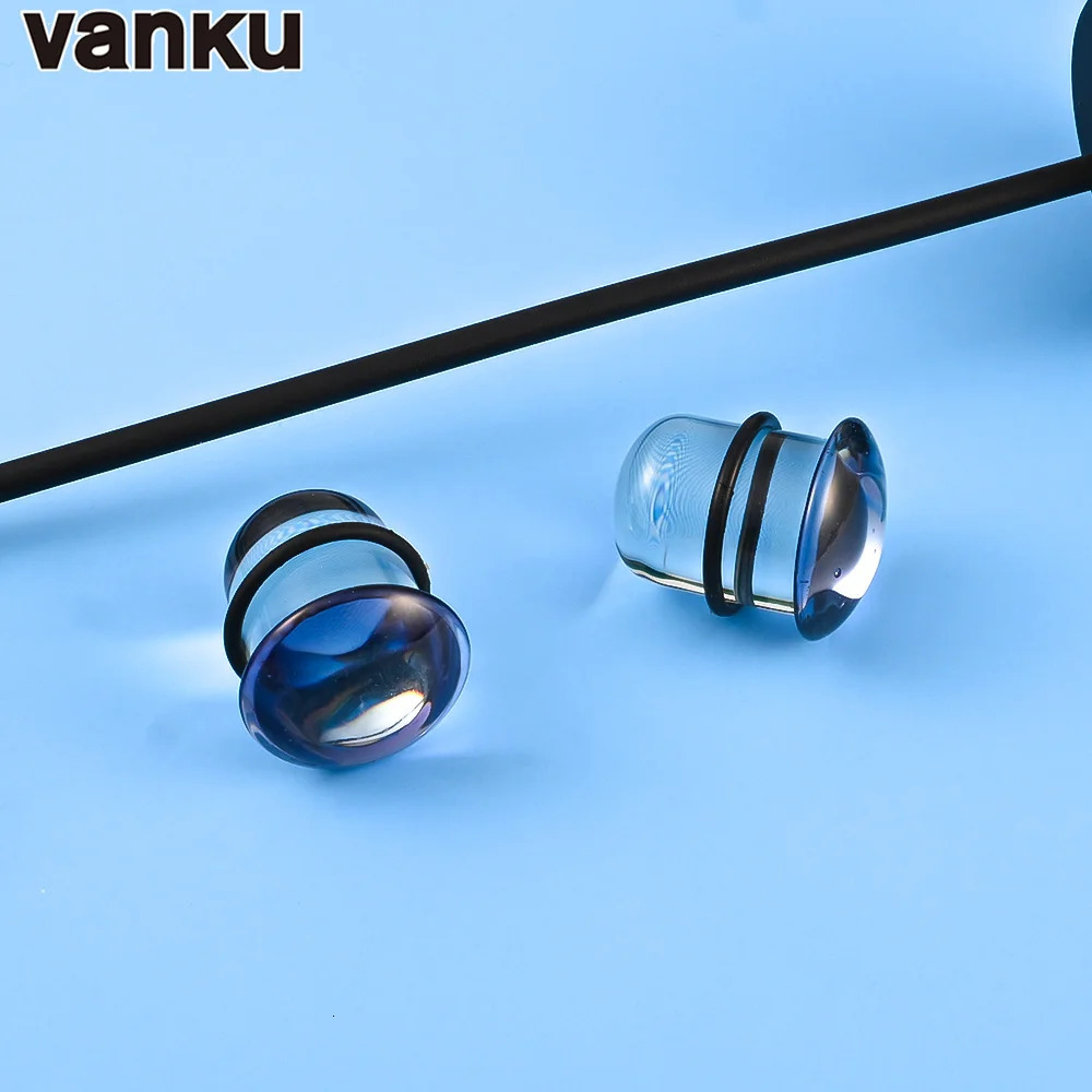 Vanku 10pc Natural Glass Ear Plug Piercing Flesh Ear Stretcher Plugs and Tunnels Single Flare Ear Expander Piercing Body Jewelry 250408