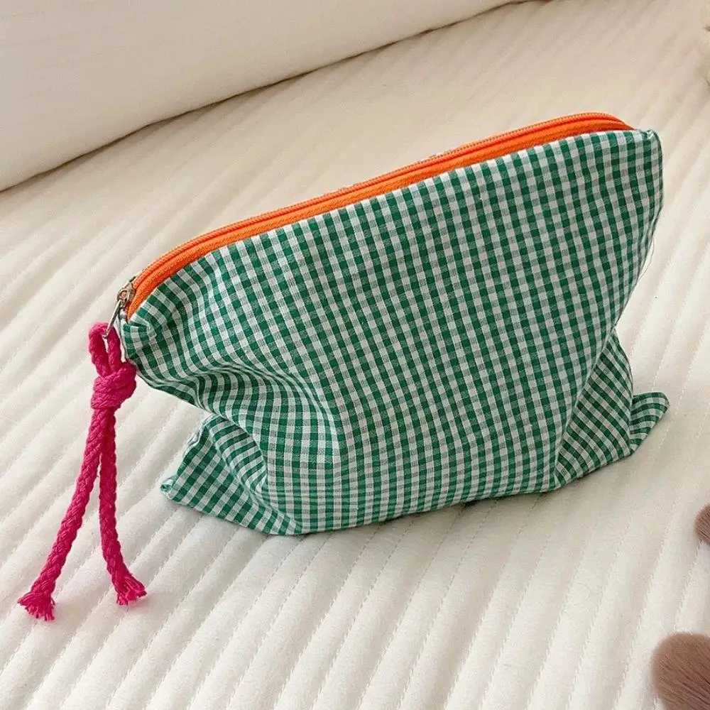 Makeup storage bag Fi Ctrast color makeup bag womens wallet cotton zipper plain travel makeup bagXJ250415