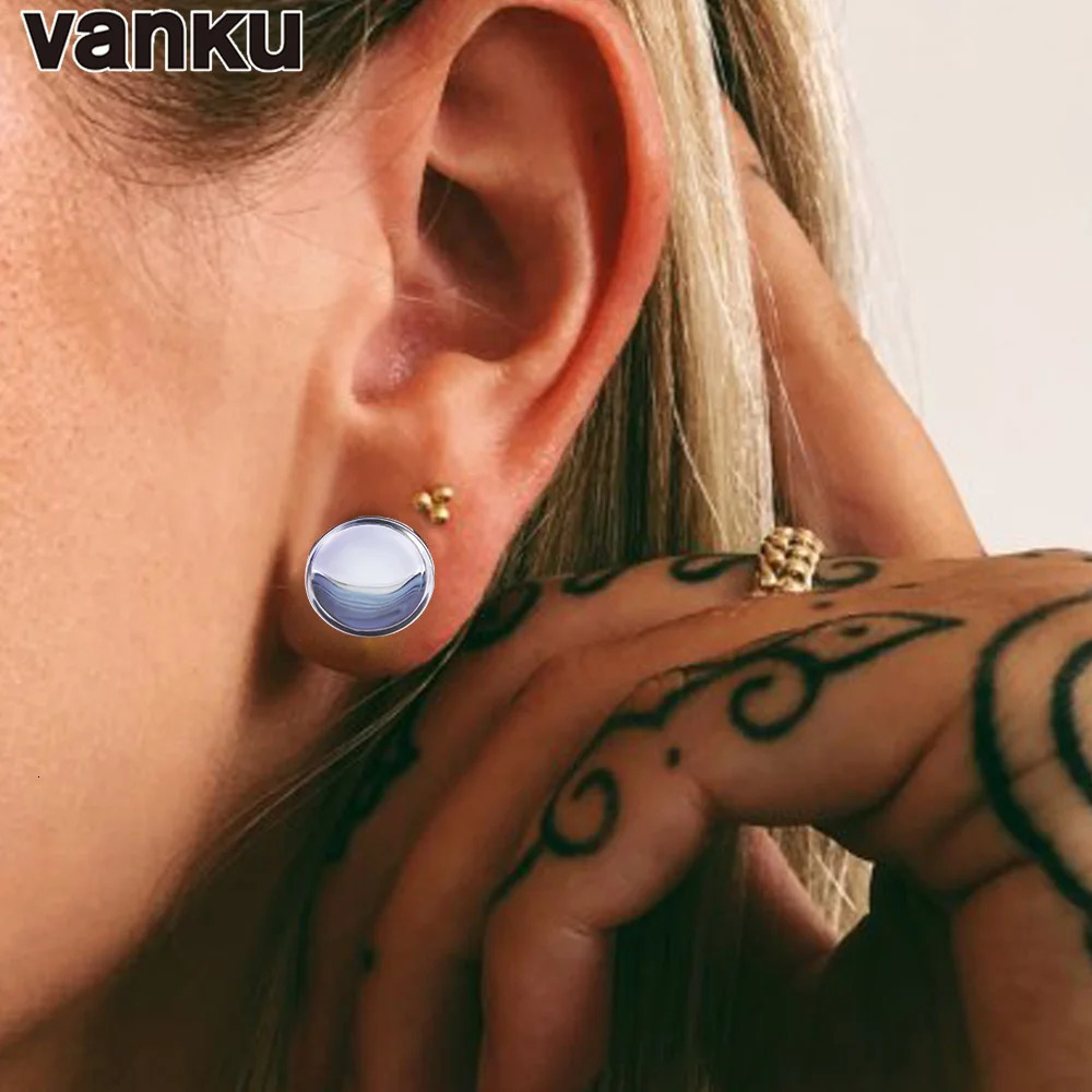 Vanku 10pc Natural Glass Ear Plug Piercing Flesh Ear Stretcher Plugs and Tunnels Single Flare Ear Expander Piercing Body Jewelry 250408