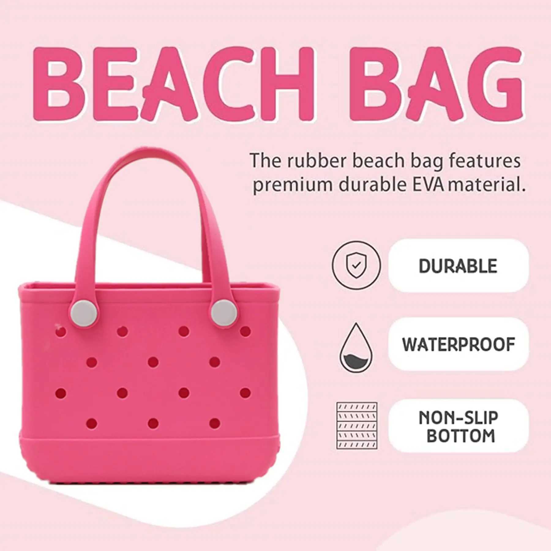 Rubber handbag small beach bag waterproof outdoor handbag washable handbag portable travel bag open tote bag W250415