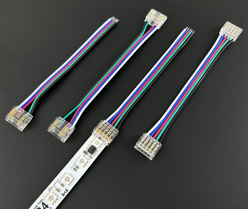 5pin RGBC SMD COB LED strip connector without dark area single head connection line L-shaped corner crystal buckle