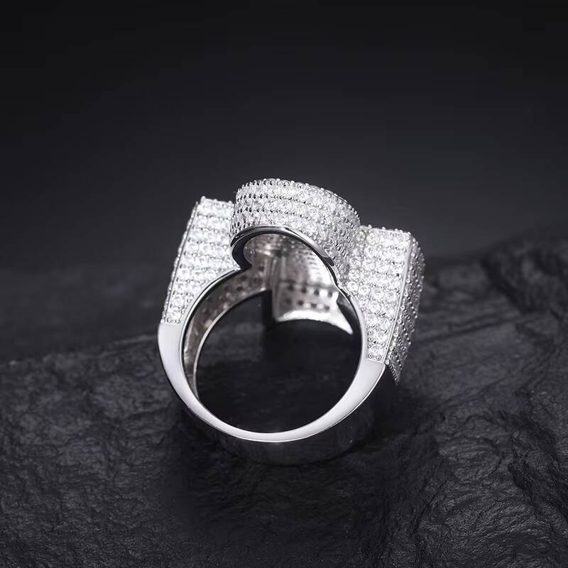 New Arrivals Sparkling Jewelry Mens Party Gift Christian S925 Silver Micro VVS Moissanite Diamond Iced Out Ankh Cross Ring