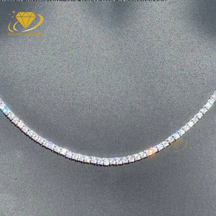 Iced Out Bling Tennis Chain Small Cluster Necklace 2mm Moissanite Diamond Collar Chains 925 Silver Hiphop Cuban Men Woman