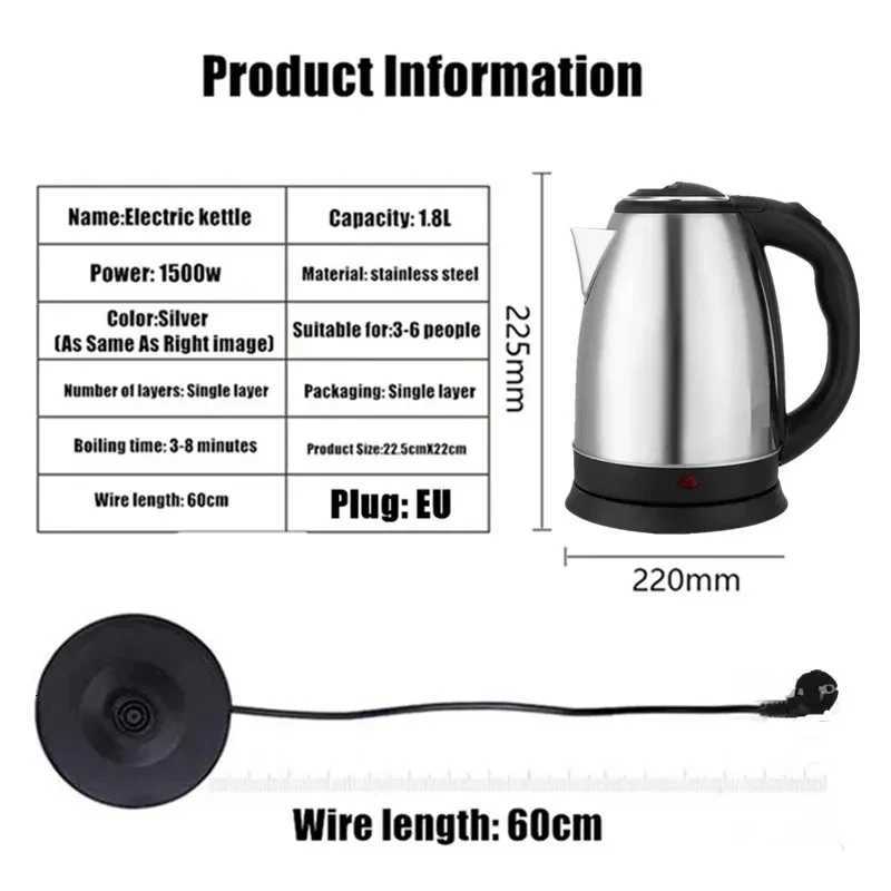 18L 220V Stainless Steel Electric Kettle Silver Black Base Separation Desion Rust-resistant Durable for Home During Travel Y251114
