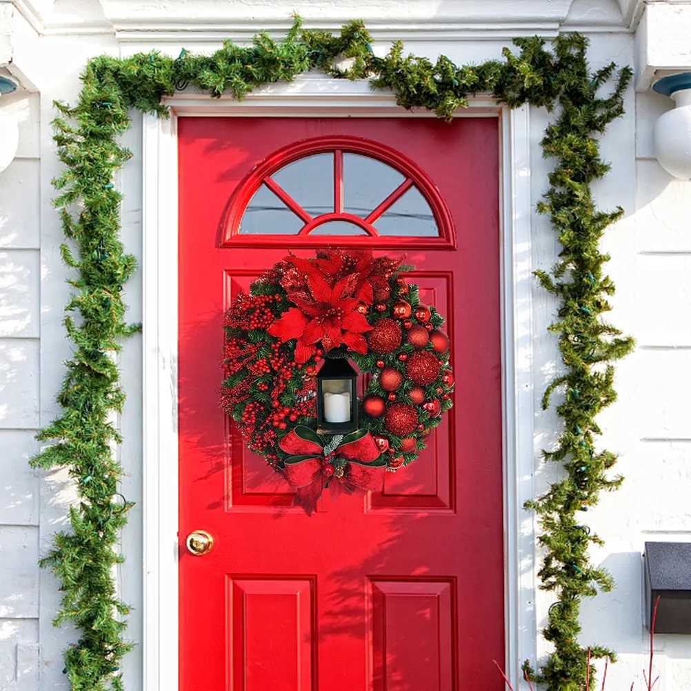 Christmas Garland Arrangement Christmas Ornament Spruce Christmas Wreath With LED Light Front Door Home Party Hanging GarlandM251115