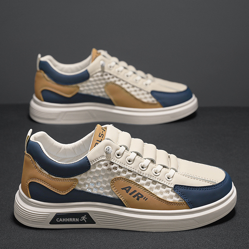 Free shipping designer casual shoes men flat shoes mesh breathable lightweight board shoes trendy fashion