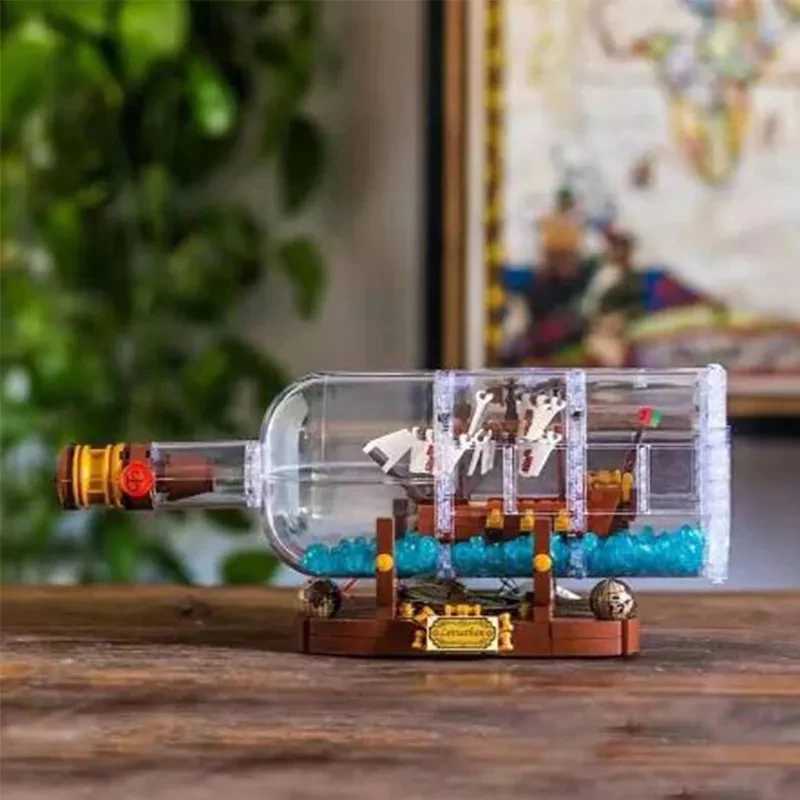 21313 Ideas Ship in Bottle Pirates Building Blocks Construction Set Moc Bricks with Stand Boys Toys for Children Christmas Gifts M250415