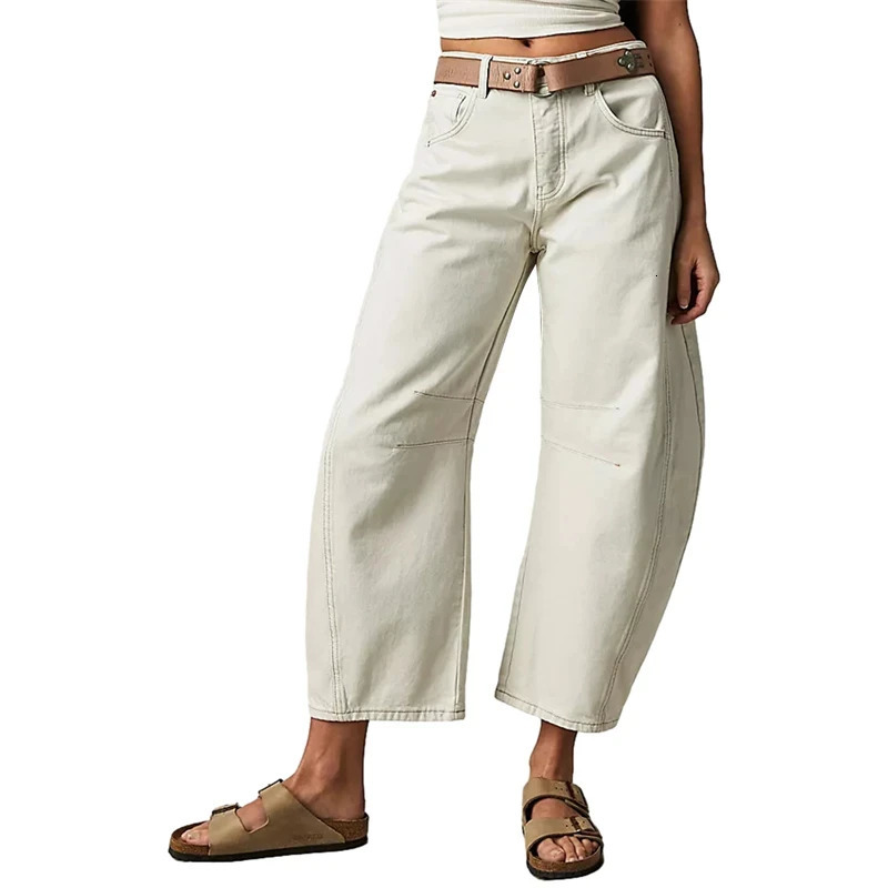 Womens cropped jeans Y2K aesthetic solid color low waist pocket denim Trouser 2000s fashion boyfriend tapered pants 250410