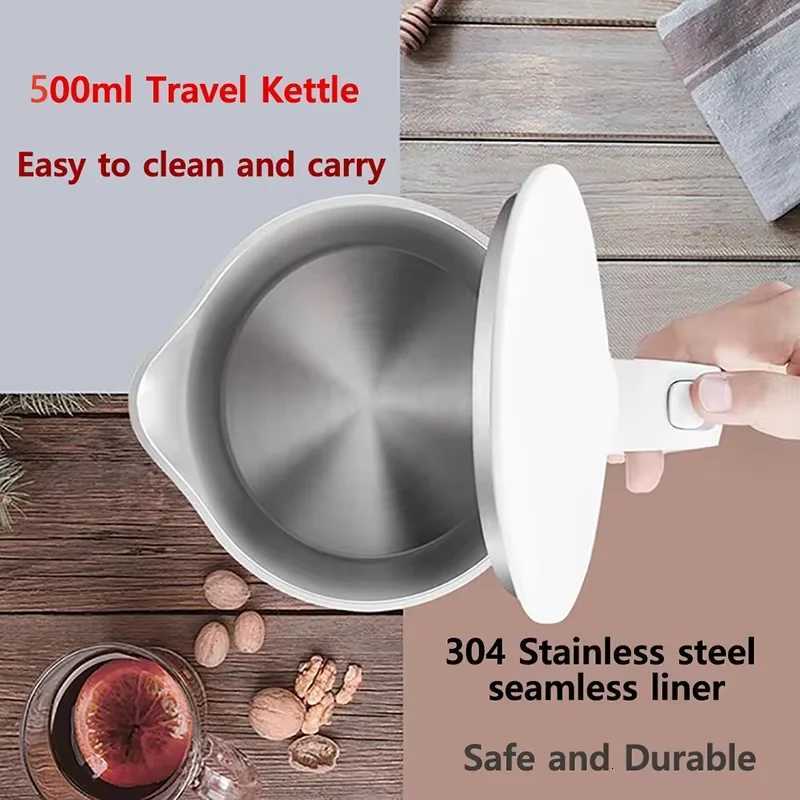 500ML Portable Travel Electric Kettle Tea Coffee Stainless Steel Water Boiler Pot For Hotel Family Travel kitchen Smart kettle Y251114