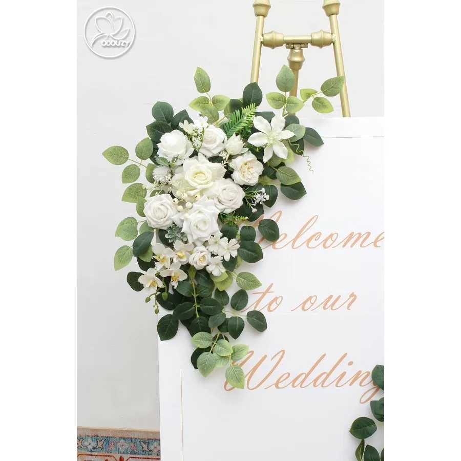 Pack of 2 Wedding Arch Artificial Flowers for Banquet Party Reception Entrance Welcome Sign and Background Decoration Elegant WM251115